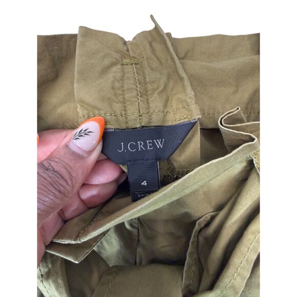 J.Crew Poplin Tie Waist Pants Women's Green Casual Basic Forest Gremlin Size 4 - Picture 2 of 11